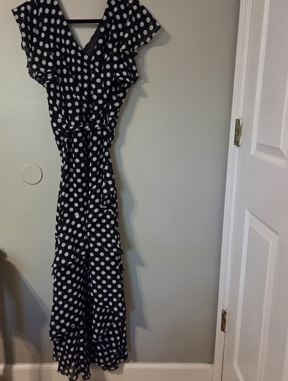 City Chic Women's Plus Size Maxi Emilia Polka Dot Chiffon Faux Wrap Dress. Sz 16 - Picture 7 of 8